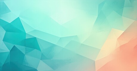 Modern art inspired gradient background soft pastel aqua blending muted peach fine grainy noise texture layered polygons glowing ambient lighting bright colorful desig