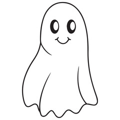 Boo, scary ghost flat vector illustration for Halloween, cartoon character for holiday. 