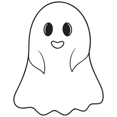 Boo, scary ghost flat vector illustration for Halloween, cartoon character for holiday. 