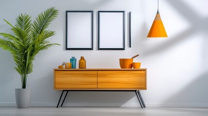 Modern Interior Design with Minimalist Furniture and Colorful Decor in a Bright Room Setting