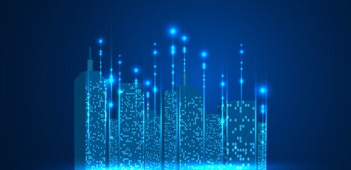 Futuristic building or smart city modern property, recent vector concept.