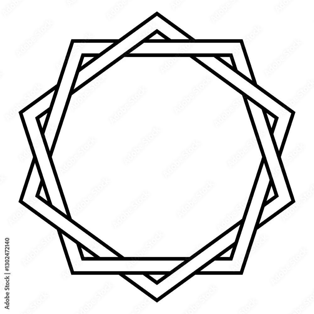 Poster Intricate Black Hexagon Knot Geometric Pattern in Simple Outline