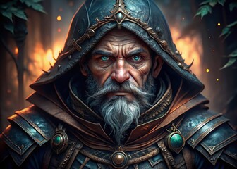 Dark Gnome Assassin Headshot: Fantasy Character Illustration, Rule of Thirds Composition