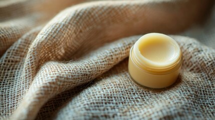 Organic lip balms on a smooth, textured cloth.