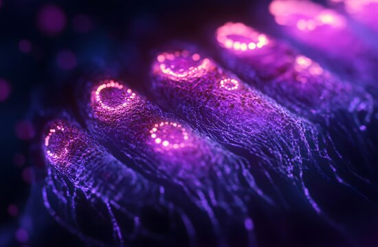 Abstract Purple And Pink Glowing Energy Filaments
