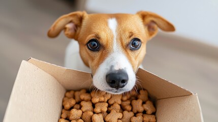 Dog with treats home pet photography indoor close-up canine happiness