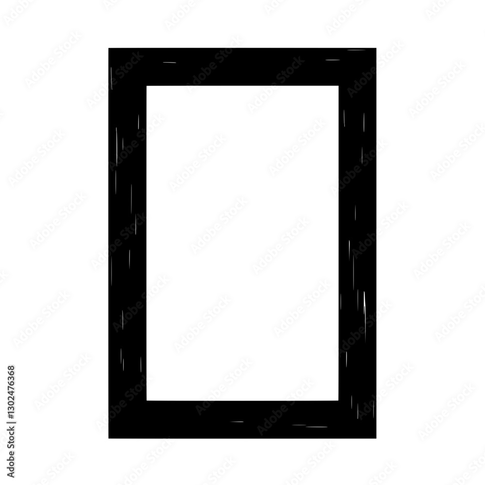 Poster black rectangular frame: a simple, black rectangular frame with rough edges, offering a minimalist a