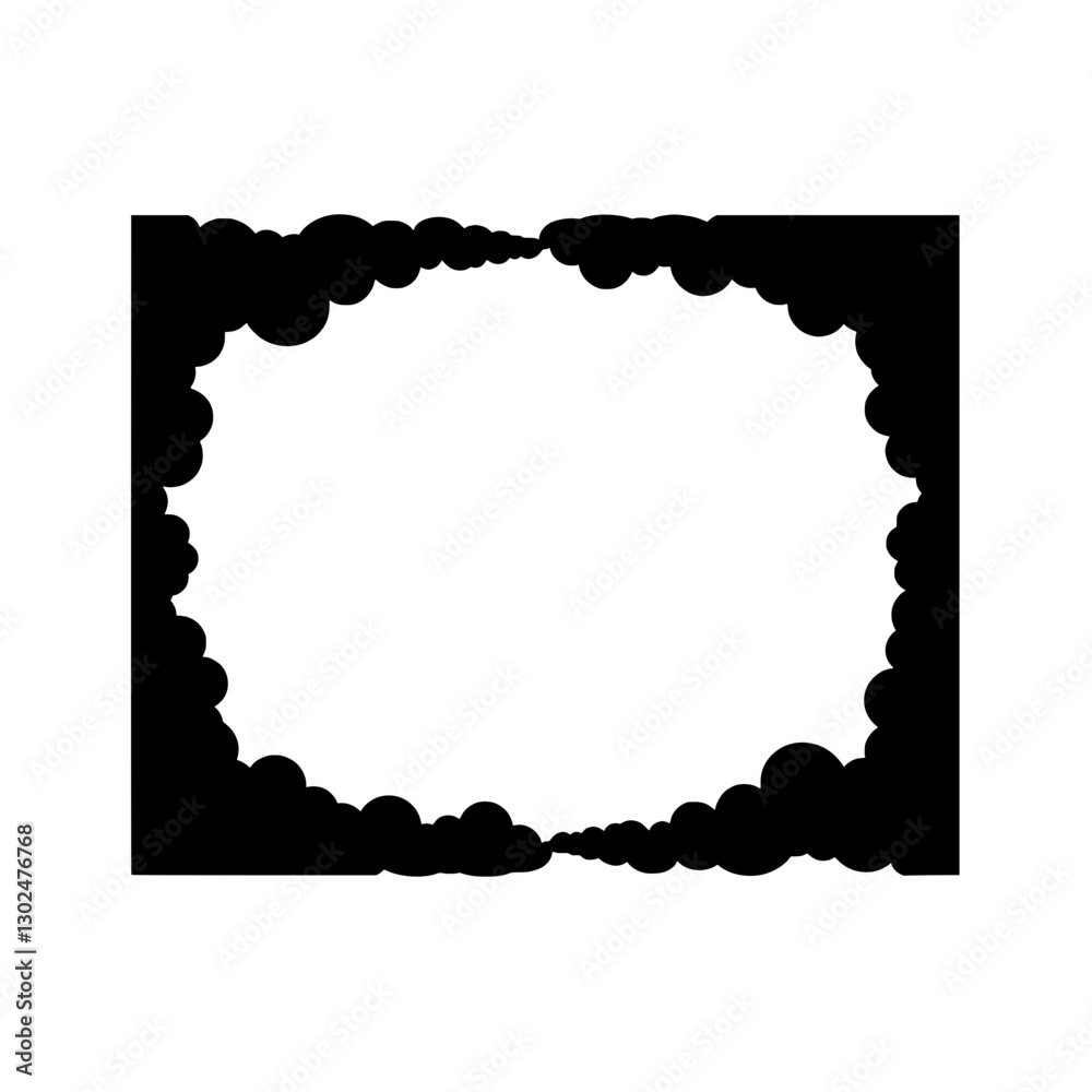 Poster frame with cloud element: a frame silhouette with dark cloud-like elements. this image is simple and