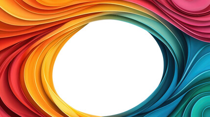 Naklejka premium Abstract Circular Frame: A vibrant and dynamic circular frame composed of swirling, overlapping layers of colorful paper, creating a captivating and modern design element.