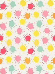 Colorful paint splatters pattern on white background.