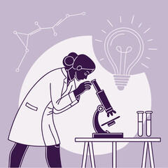 Female Scientist Using Microscope in Laboratory