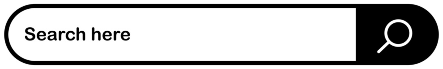 Obraz premium Search bar symbol on white background. Modern digital search box. Search box with microphone. Rounded search input field. Microphone and search icon. Online search form graphic. Vector illustration