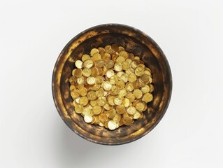 Detailed and realistic top view Pot of Gold on white