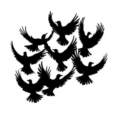 Obraz premium Flying birds silhouette vector 