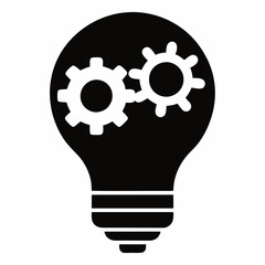 Light Bulb and Gear Silhouette Perfect for Tech & Ideas.