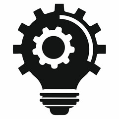 Light Bulb and Gear Silhouette Perfect for Tech & Ideas.