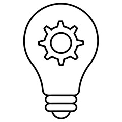 Creative Idea Light Bulb & Gears Silhouette  Line Art High-Quality Vector.