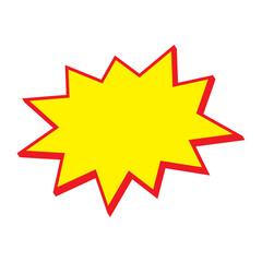 Red and yellow starburst stickers. Pop art funny bang bubble. Blank sale tags. © Maksim