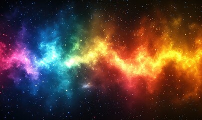 Fototapeta premium Colorful nebulae, rainbow colors, space, stars, digital art, abstract, vibrant, cosmos, galaxies, glowing, cosmic, night sky, universe, astronomy, art, illustration, colorful space, space art