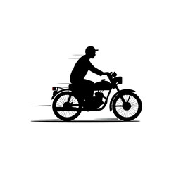 Obraz premium Men driving motor bike silhouette vector 