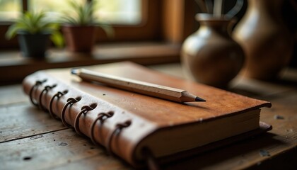 Open planner with a pencil on top