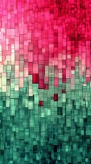 Fototapeta premium Abstract Cube Mosaic: An artistic mosaic composition of colorful cubes, blending shades of green, pink, and magenta creating a mesmerizing effect.