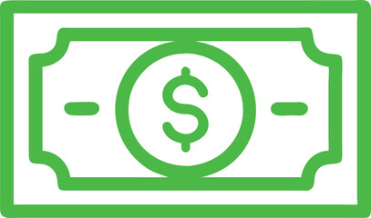 Simple Green Dollar Bill Icon