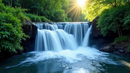 Fototapeta premium beautiful waterfall in the jungle during the day in good weather