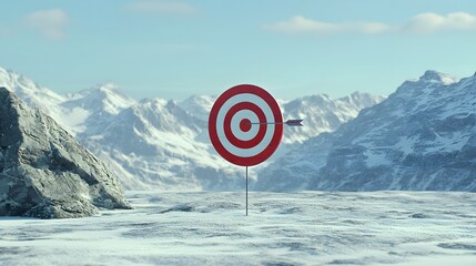 A 3D illustration of a target with an arrow hitting the center, representing precise and effective advertising strategies, isolated on a white background.