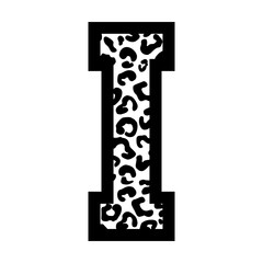 Initial letter I in leopard college varsity university font svg cut file. Isolated vector illustration.
