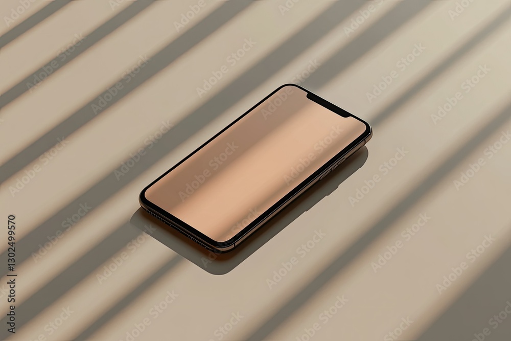 Poster mock up of a smartphone isolated on a background with shadow 3d rendering