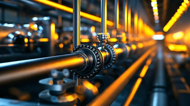 A vibrant industrial layout with parallel heat exchangers glowing under soft light, highlighting the energy flow within the system.