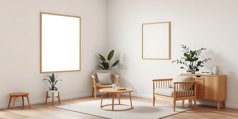 Calm Living Room Corner with Modern Furniture & Plant