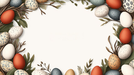Colorful Easter Eggs and Spring Branches Frame