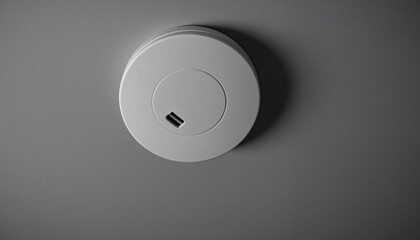 Minimalistic smoke detector mounted on ceiling, emphasizing fire safety features
