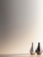 Silver and Black Vases Minimalist Background
