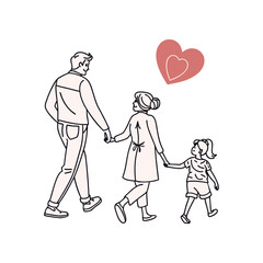 A set of family-related icons with line editing 