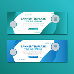 blue landscape banner set design template