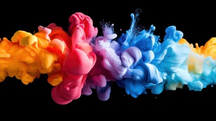 Vibrant Rainbow Ink Explosions in Water
