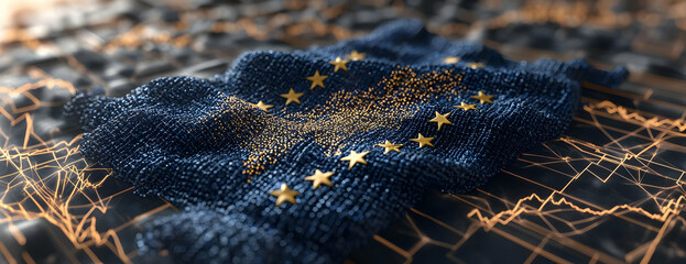 EU flag on financial chart. Global market