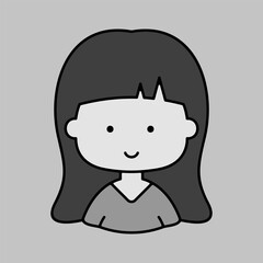 Woman girl with long straight hair vector icon