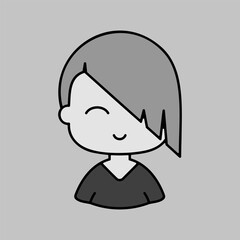 Beautiful young woman with short hair vector icon