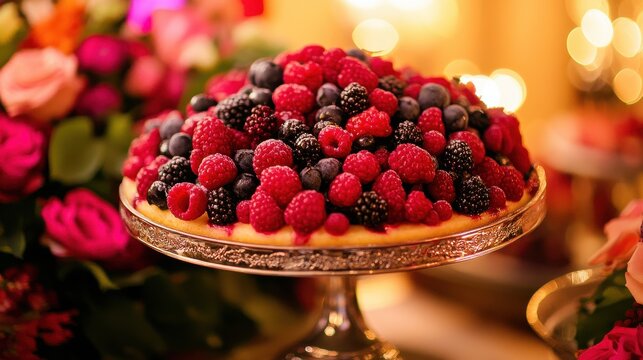 Delicious Berry Tart with Colorful Berries Displayed Elegantly