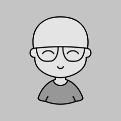 Portrait of a young bald man in stylish glasses