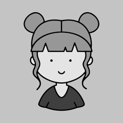 Cute female head with pretty fashion hairdo icon