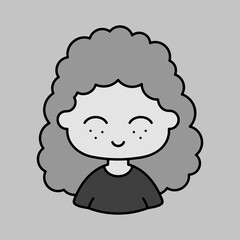 Woman girl with curly hairstyle vector icon