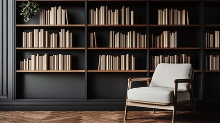 Cozy Reading Nook with Stylish Armchair and Minimalist Bookshelf in Modern Interior