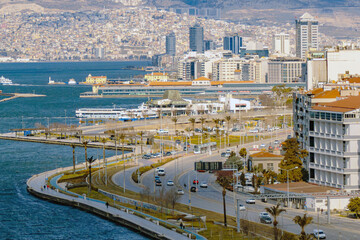 Izmir - February 22, 2022: A view from Konak, izmir.