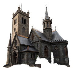Fototapeta premium Ruins of a Majestic Medieval Castle A 3D Render of a Crumbling Fortress 