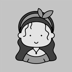 Woman girl with long straight hair vector icon